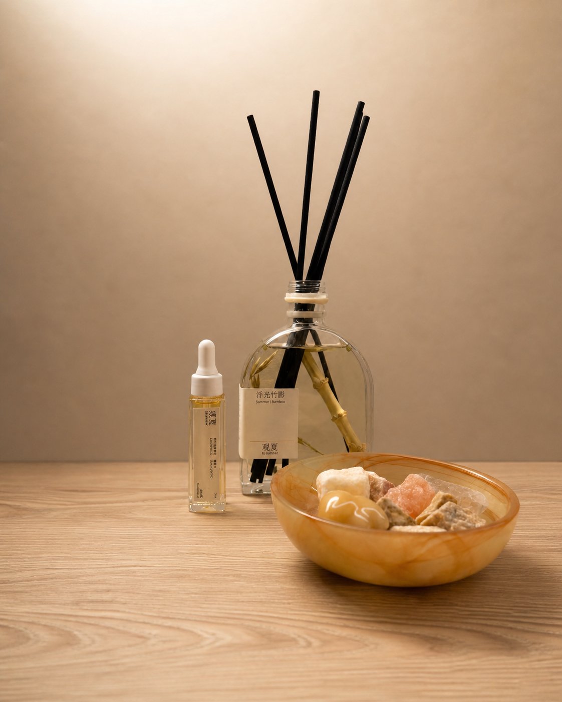 Brass apothecary cart with botanicals